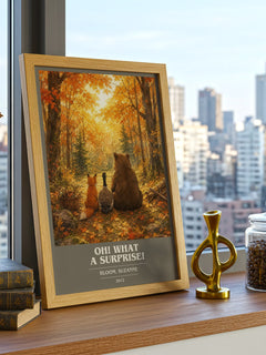 Oh! What a surprise! book cover print framed by window – literary home decor