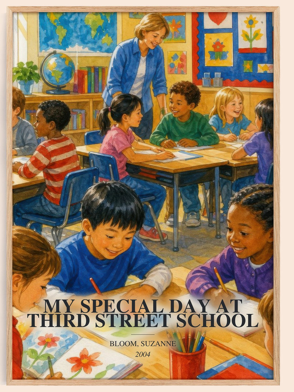 My Special Day at Third Street School watercolour book poster by Bloom, Suzanne – framed literary art print
