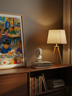 My Special Day at Third Street School watercolour print on bookshelf – Bloom, Suzanne fan gift