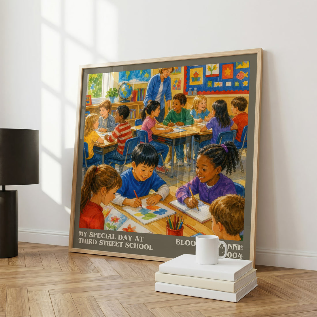 My Special Day at Third Street School literary print framed by window – literary home decor