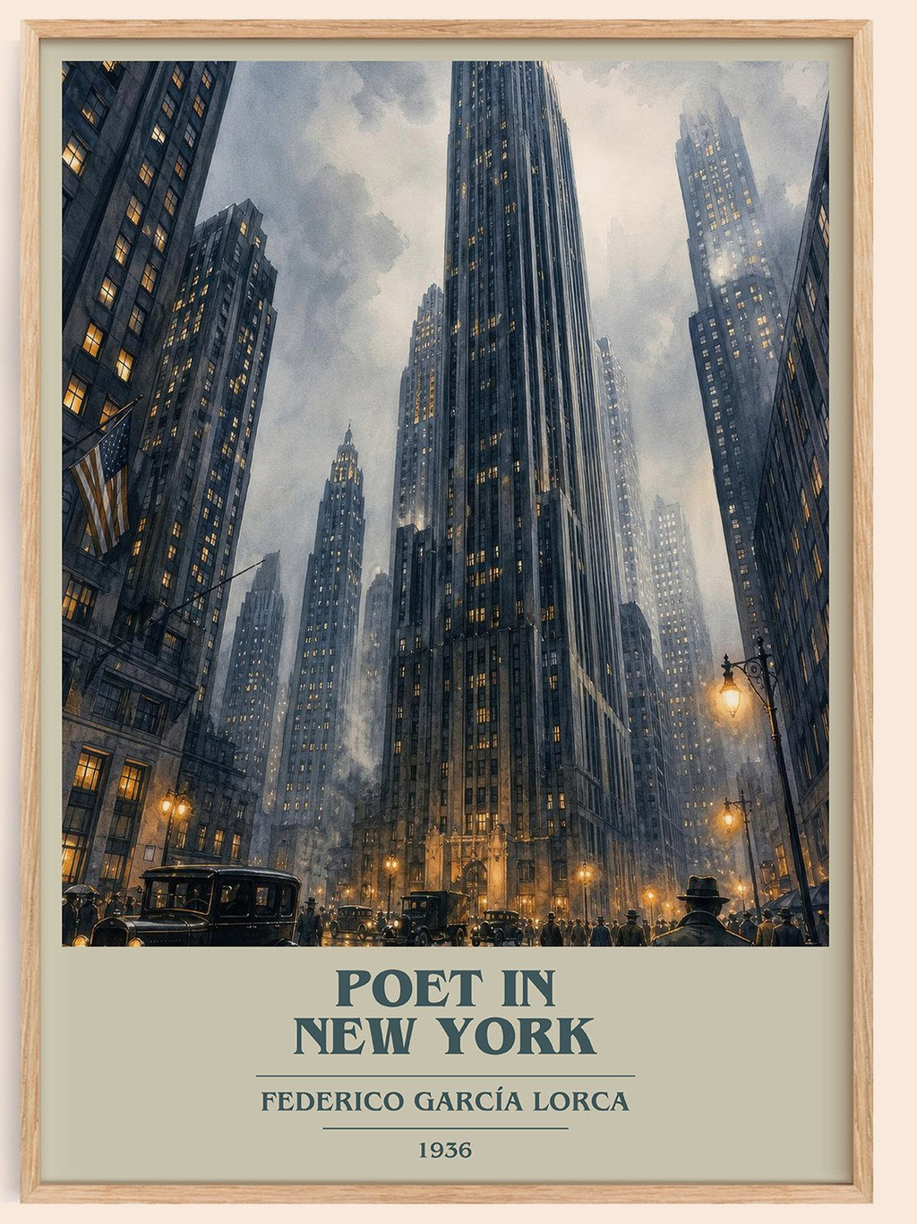 Poet in New York book cover book poster by Federico García Lorca – framed literary art print