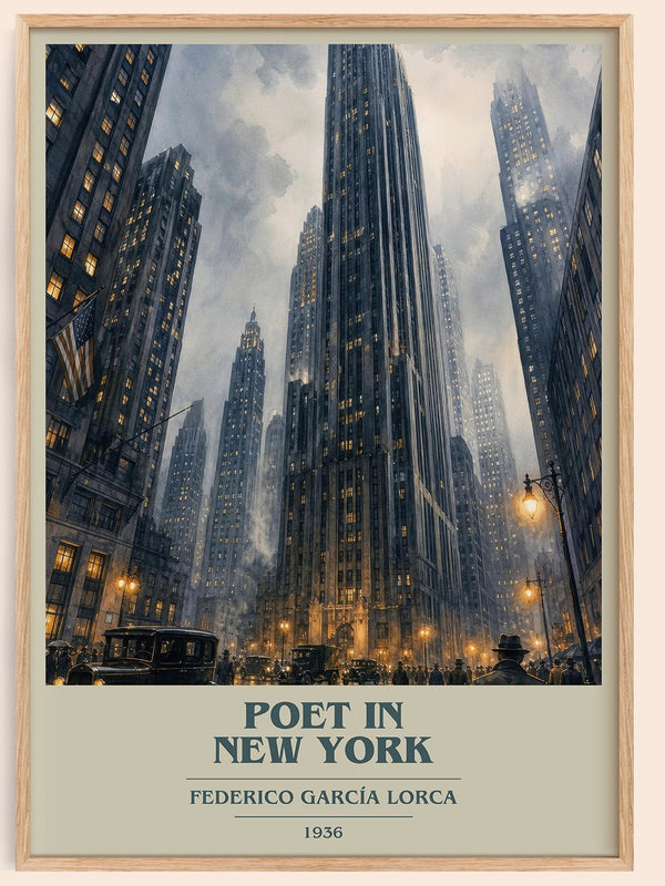 Poet in New York book cover book poster by Federico García Lorca – framed literary art print