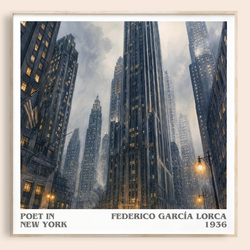 Poet in New York literary book poster by Federico García Lorca – framed literary art print