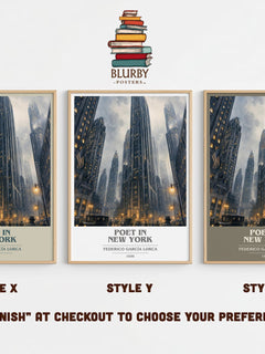 Poet in New York book cover print in frame leaning in hallway – poetry wall art