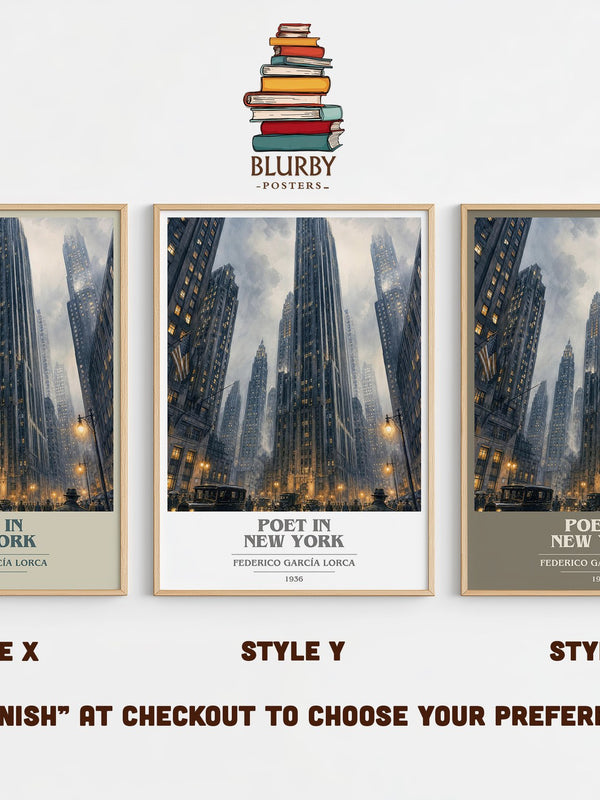 Poet in New York book cover print in frame leaning in hallway – poetry wall art