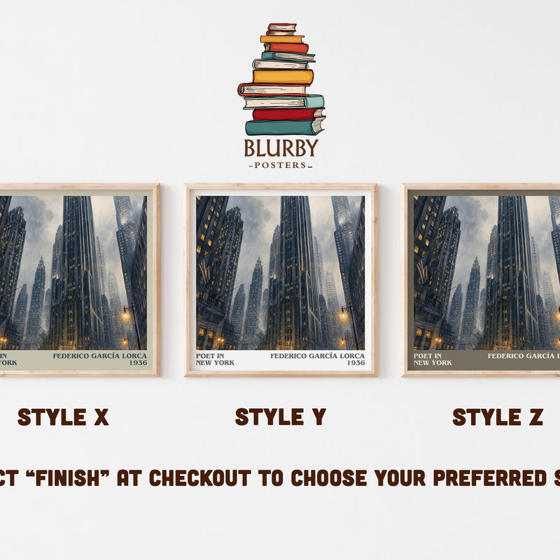 Poet in New York literary print in frame leaning in hallway – poetry wall art