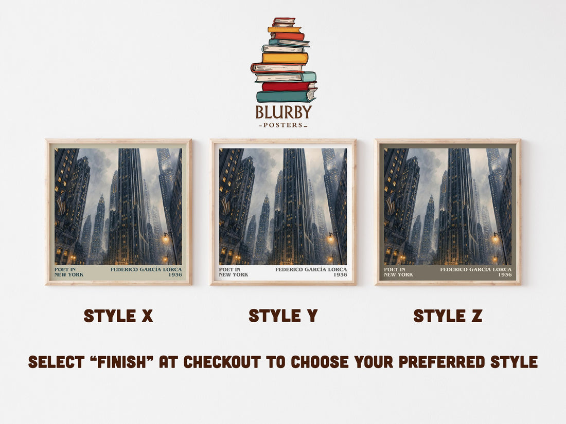 Poet in New York literary print in frame leaning in hallway – poetry wall art (mockup)