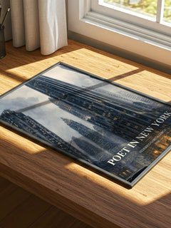 Poet in New York watercolour book poster framed on wall – poetry wall art