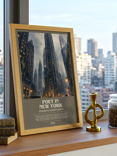 Poet in New York bookish print framed by window – literary home decor