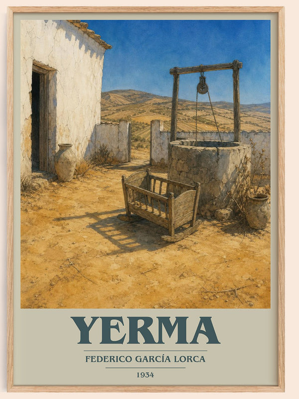 Yerma book cover book poster by Federico García Lorca – framed literary art print