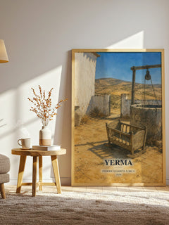 Yerma watercolour print in frame leaning in hallway – poetry wall art