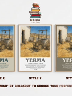 Yerma bookish print in frame leaning in hallway – poetry wall art
