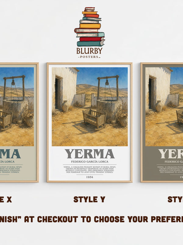 Yerma bookish print in frame leaning in hallway – poetry wall art