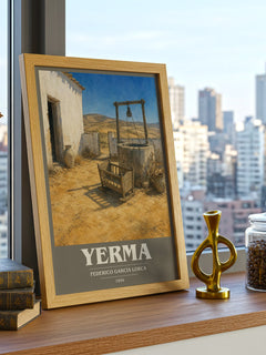 Yerma book cover print framed by window – literary home decor