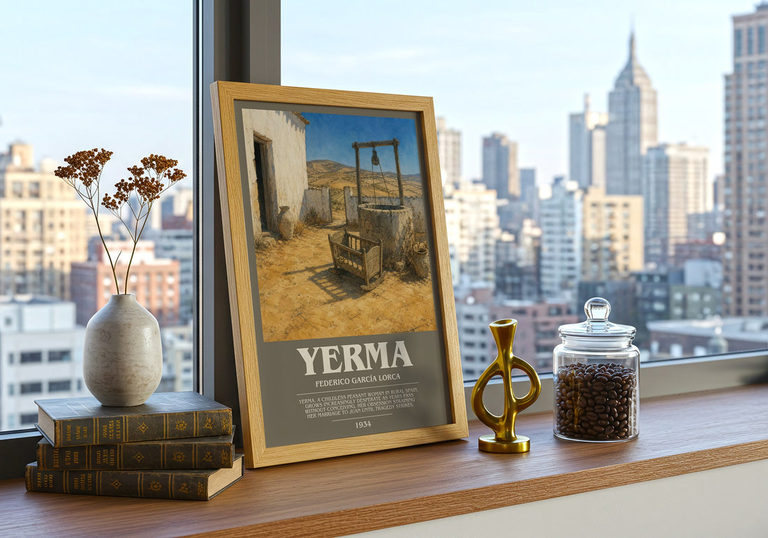 Yerma bookish print framed by window – literary home decor