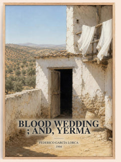 Blood wedding ; and, Yerma watercolour book poster by Federico García Lorca – framed literary art print