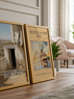 Blood wedding ; and, Yerma watercolour print framed by window – literary home decor