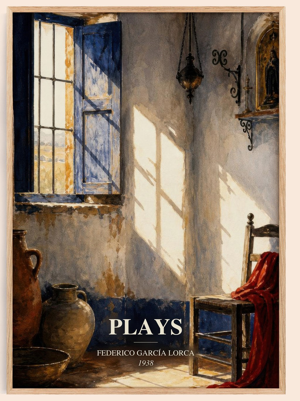 Plays watercolour book poster by Federico García Lorca – framed literary art print