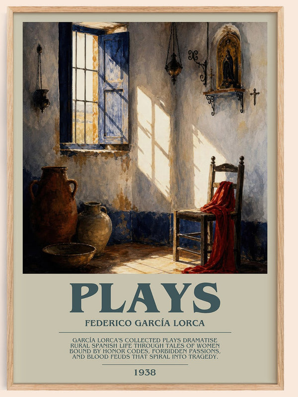Plays bookish book poster by Federico García Lorca – framed literary art print