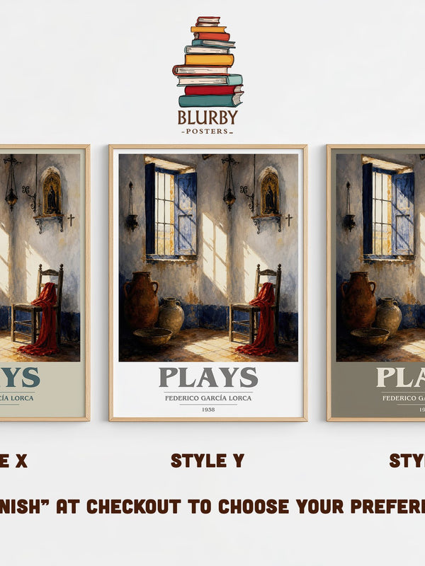 Plays book cover print in frame leaning in hallway – literary fiction wall art