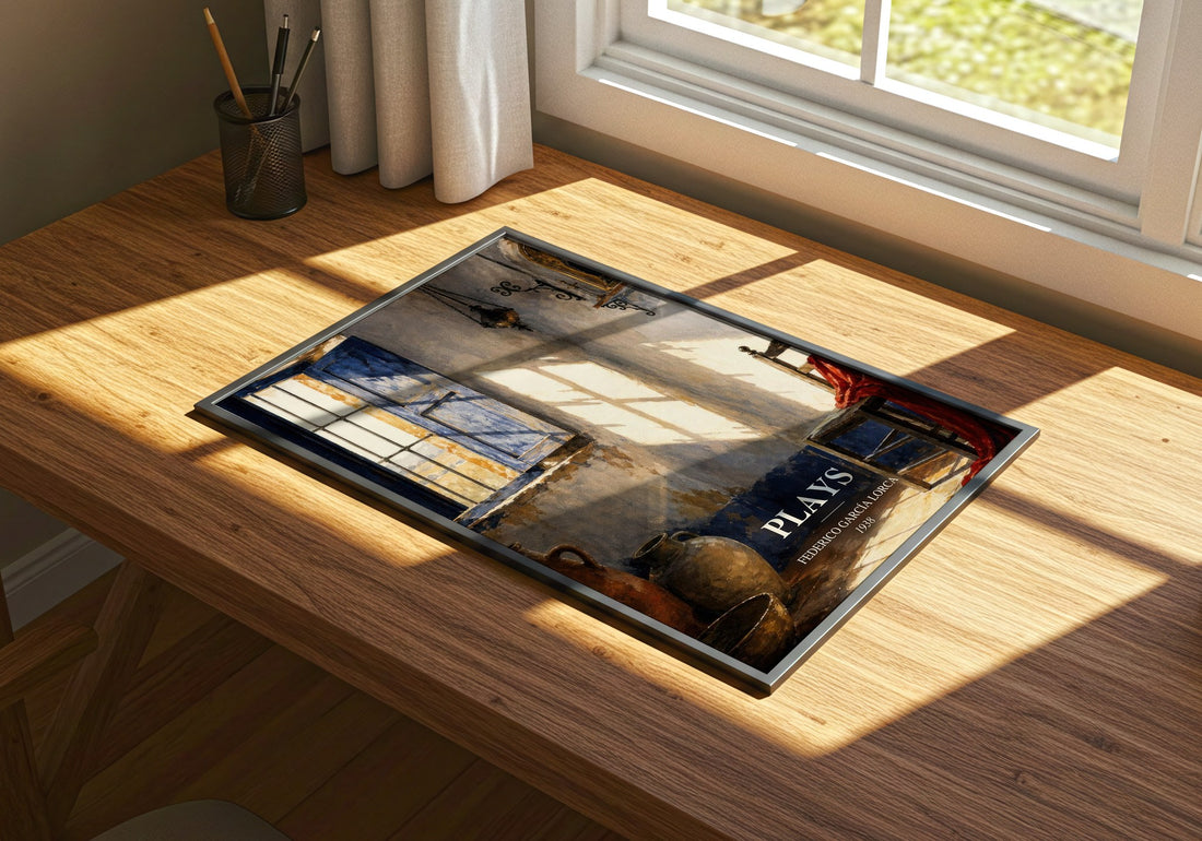 Plays watercolour book poster framed on wall – literary fiction wall art