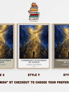 Forbidden mysteries of Enoch book cover print in frame leaning in hallway – non fiction wall art