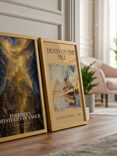 Forbidden mysteries of Enoch watercolour print framed by window – literary home decor