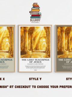 The lost teachings of Jesus bookish print in frame leaning in hallway – non fiction wall art