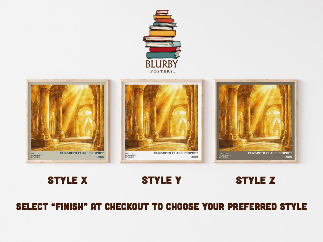 The lost teachings of Jesus literary print in frame leaning in hallway – non fiction wall art (mockup)