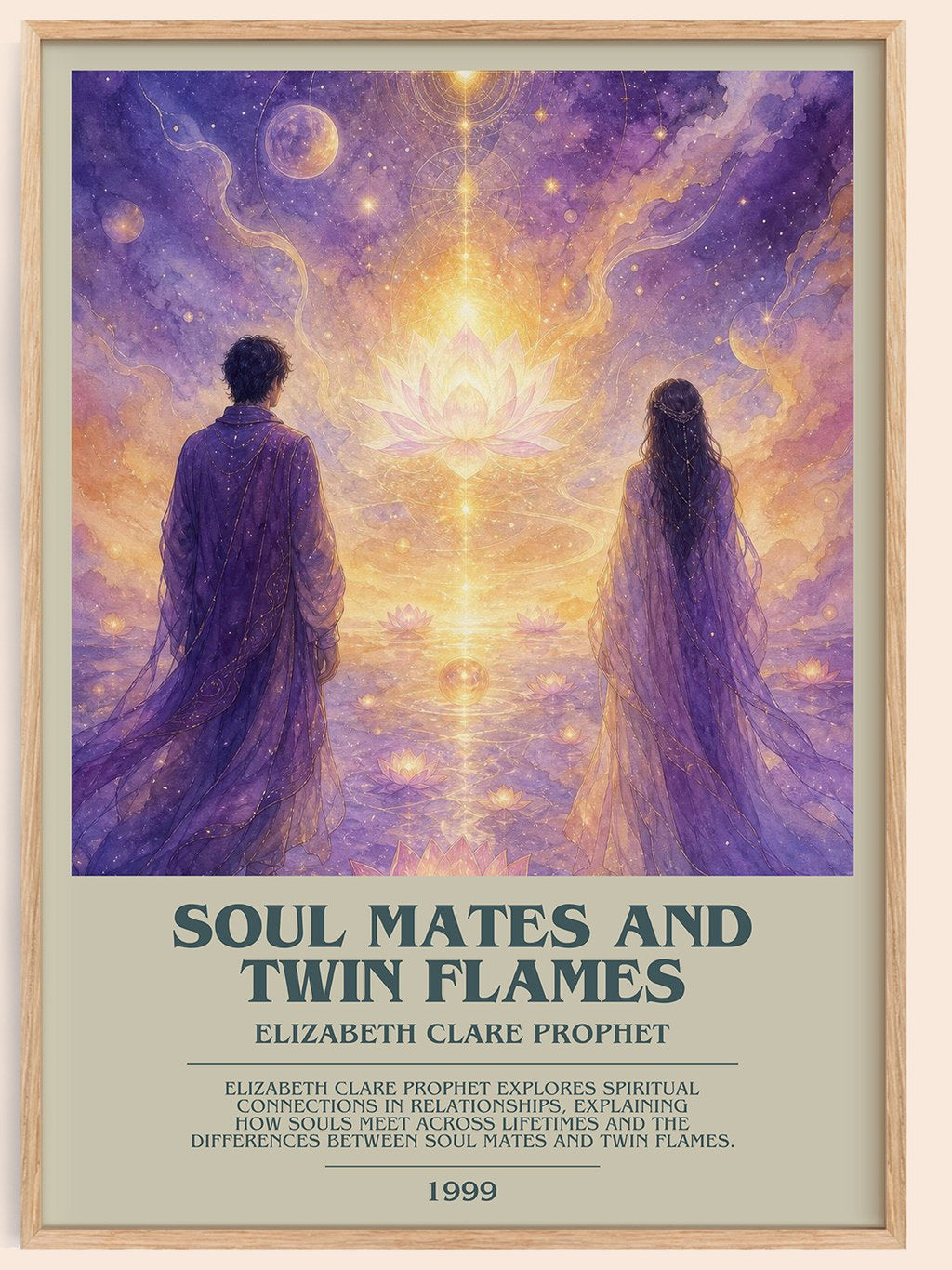 Soul Mates and Twin Flames bookish book poster by Elizabeth Clare Prophet – framed literary art print