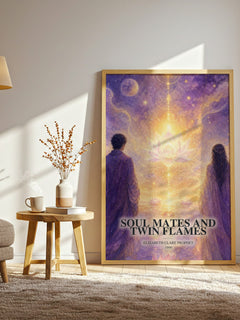 Soul Mates and Twin Flames watercolour print in frame leaning in hallway – philosophy wall art