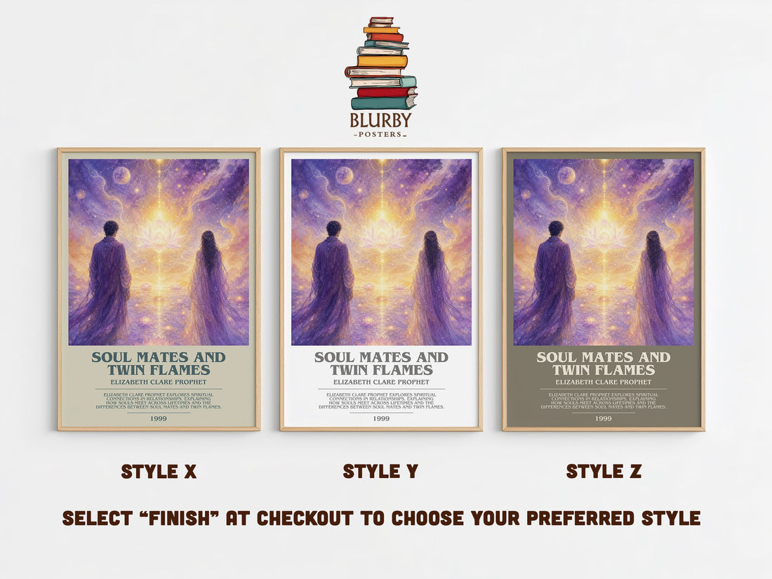 Soul Mates and Twin Flames bookish print in frame leaning in hallway – philosophy wall art (mockup)