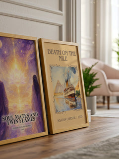 Soul Mates and Twin Flames watercolour print framed by window – literary home decor