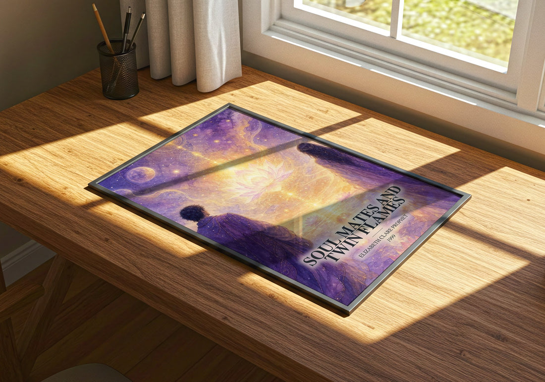 Soul Mates and Twin Flames watercolour book poster framed on wall – philosophy wall art