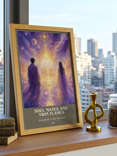 Soul Mates and Twin Flames book cover print framed by window – literary home decor