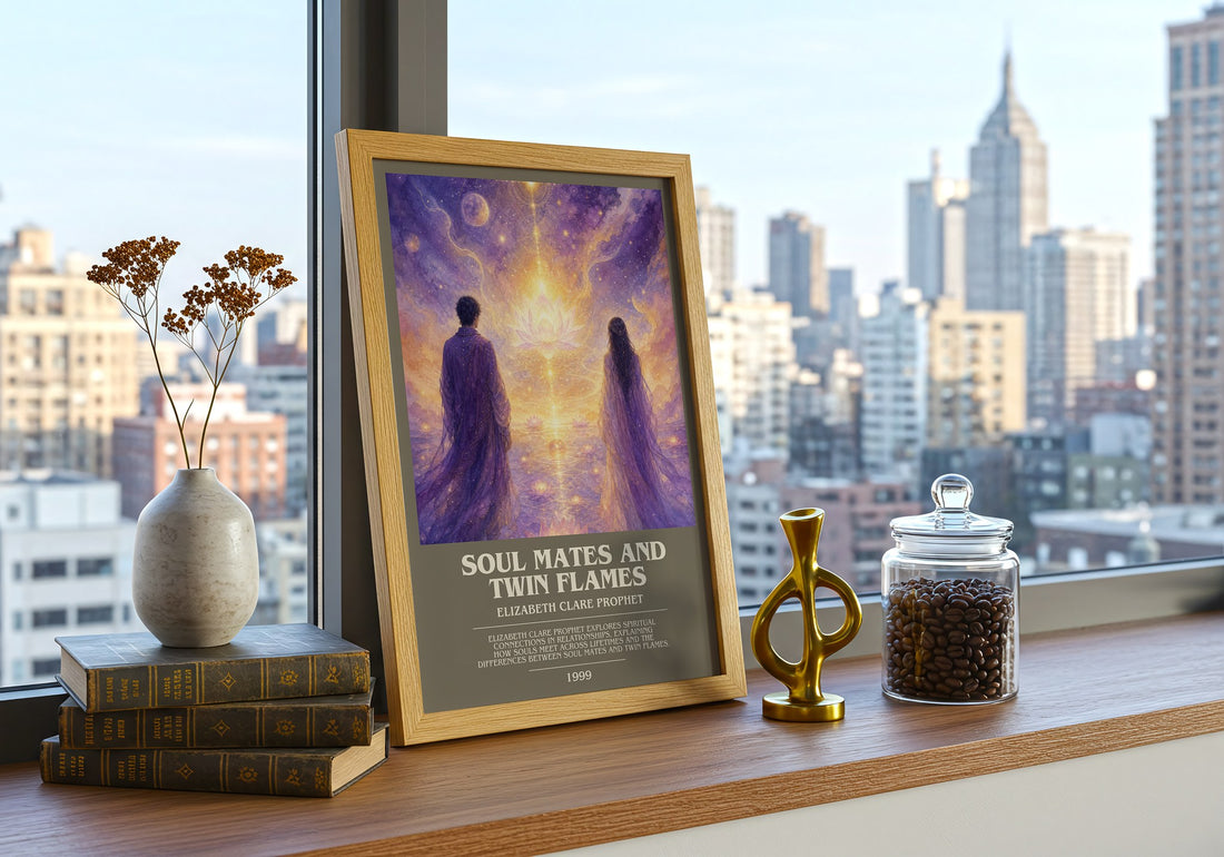 Soul Mates and Twin Flames bookish print framed by window – literary home decor