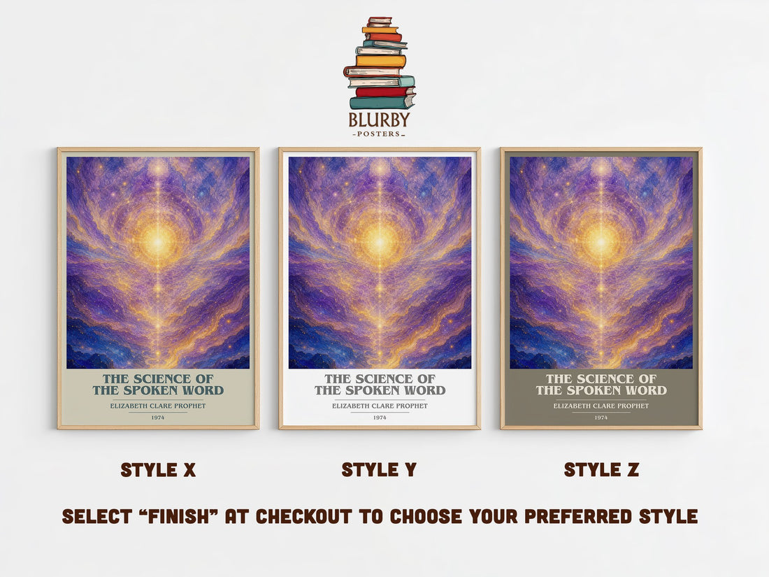 The science of the spoken word book cover print in frame leaning in hallway – non fiction wall art (mockup)