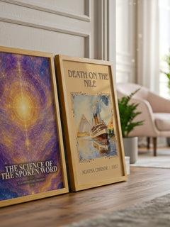 The science of the spoken word watercolour print framed by window – literary home decor