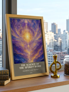 The science of the spoken word book cover print framed by window – literary home decor
