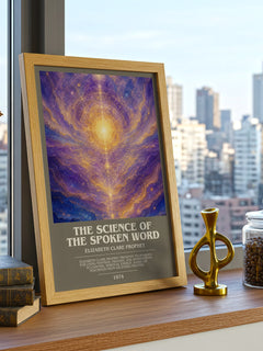 The science of the spoken word bookish print framed by window – literary home decor