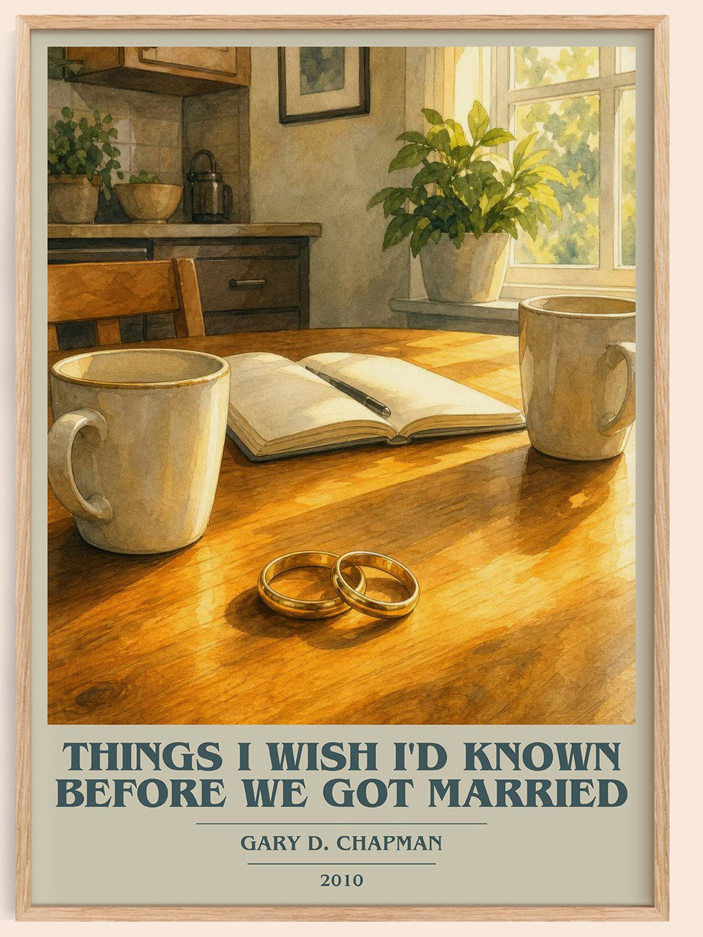 Things I wish I'd known before we got married book cover book poster by Gary D. Chapman – framed literary art print