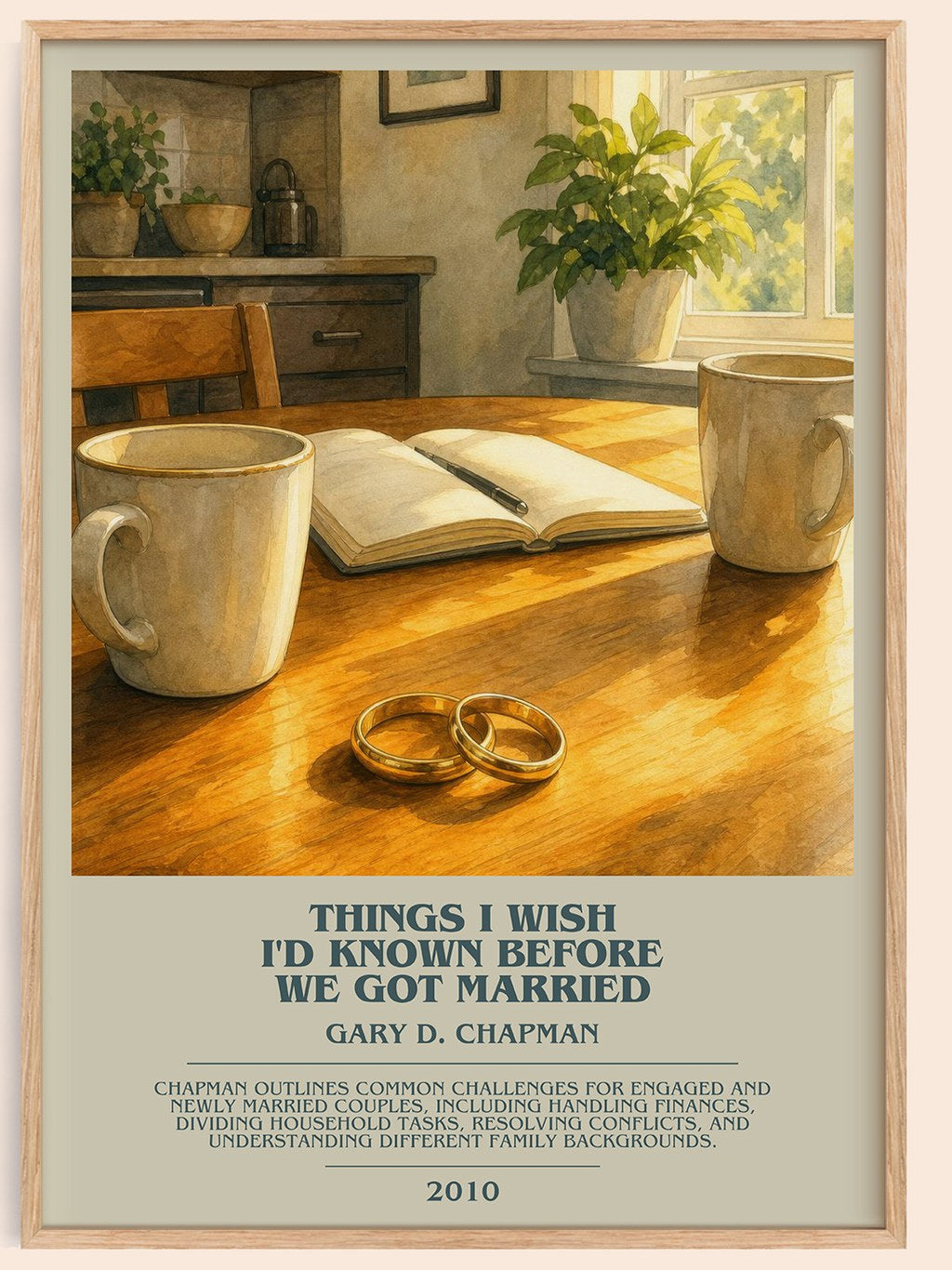 Things I wish I'd known before we got married bookish book poster by Gary D. Chapman – framed literary art print