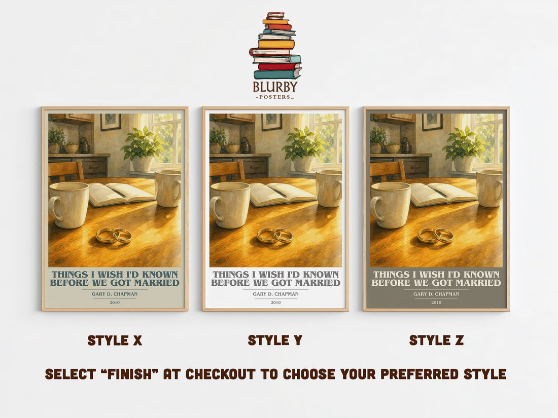 Things I wish I'd known before we got married book cover print in frame leaning in hallway – non fiction wall art (mockup)