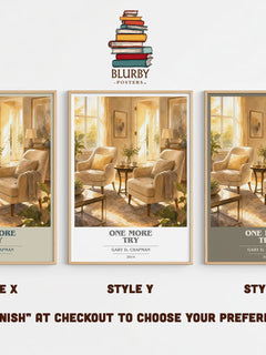 One more try book cover print in frame leaning in hallway – non fiction wall art