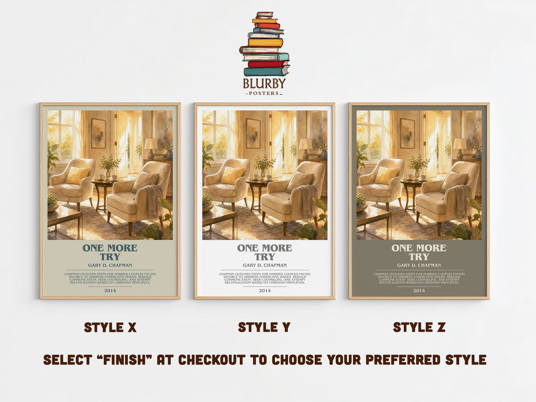 One more try bookish print in frame leaning in hallway – non fiction wall art (mockup)