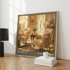 One more try literary print framed by window – literary home decor