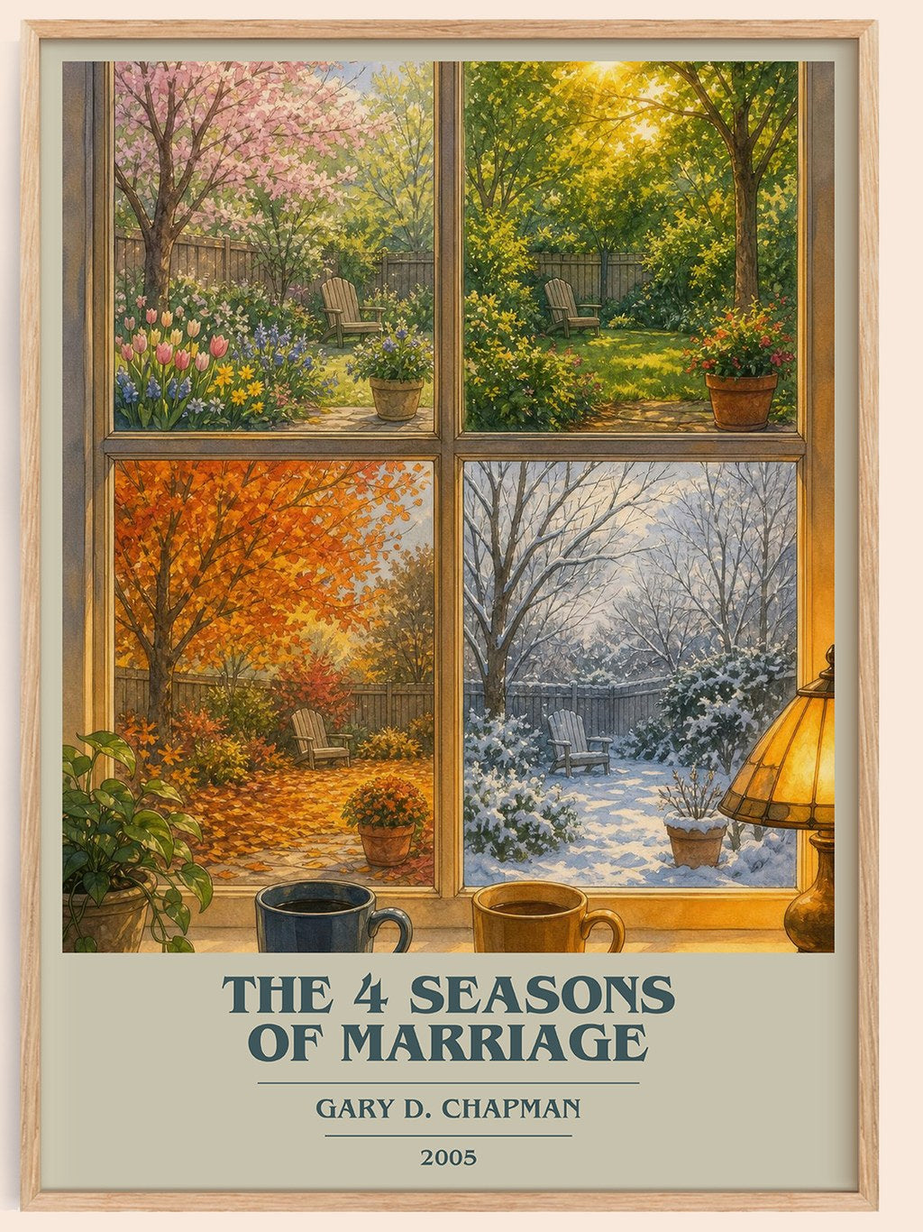 The 4 Seasons of Marriage book cover book poster by Gary D. Chapman – framed literary art print