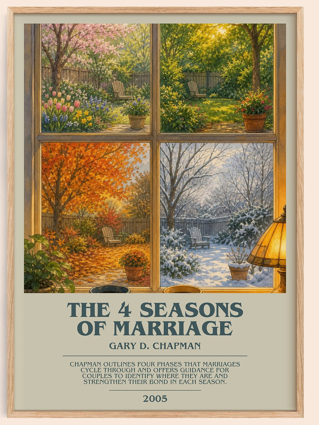 The 4 Seasons of Marriage bookish book poster by Gary D. Chapman – framed literary art print