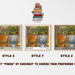The 4 Seasons of Marriage literary print in frame leaning in hallway – non fiction wall art