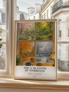 The 4 Seasons of Marriage book cover poster colour and style options – Gary D. Chapman book art